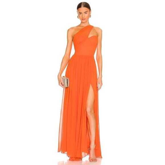 Revolve Yaura Imade Dress in Orange Pleated Maxi Dress Size UK 6 / US XS NWT - Picture 1 of 12